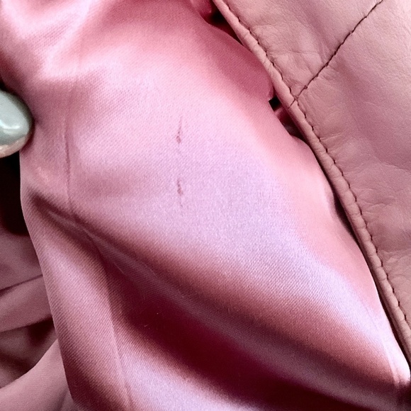 Vintage Y2K Real Leather Jacket The Ranch Crop Lions chain Pink Mobwife 0 - Picture 8 of 8